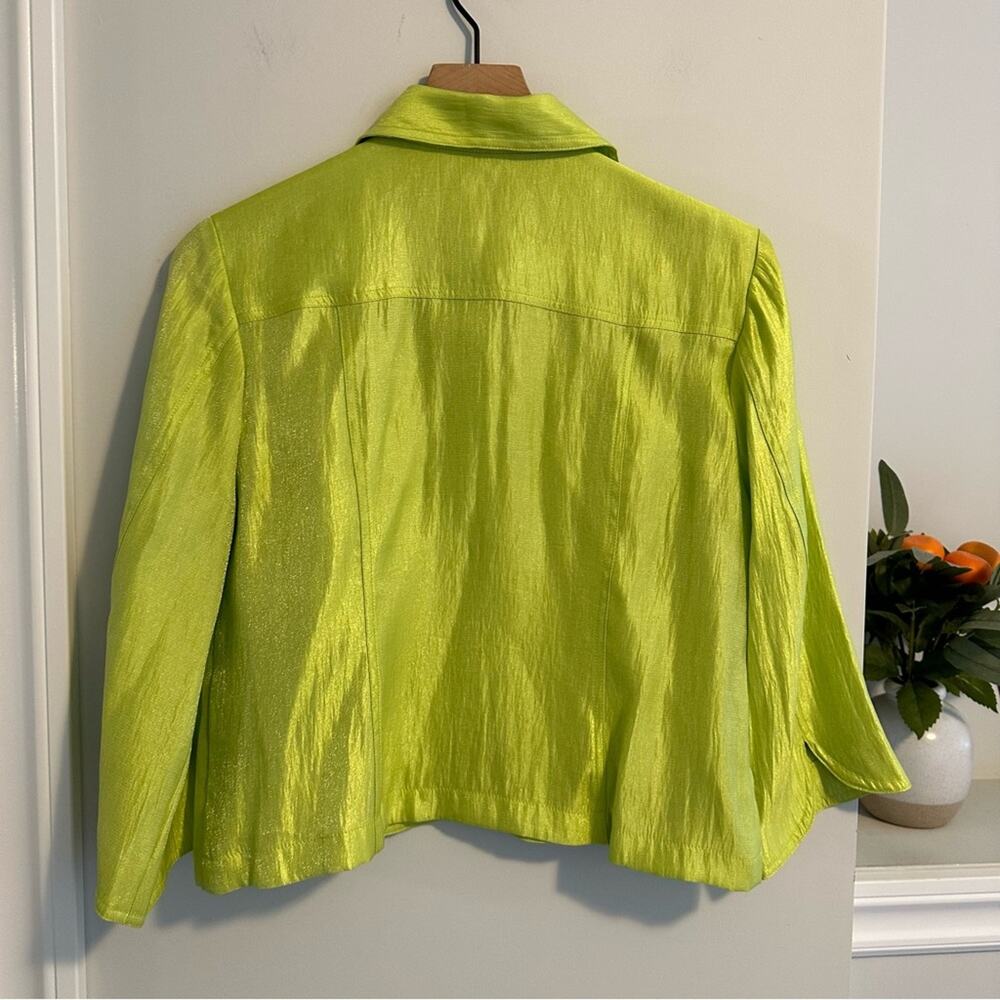 Ruby Rd Petite Lime Green Shell Cropped Jacket 12P - Picture 4 of 8